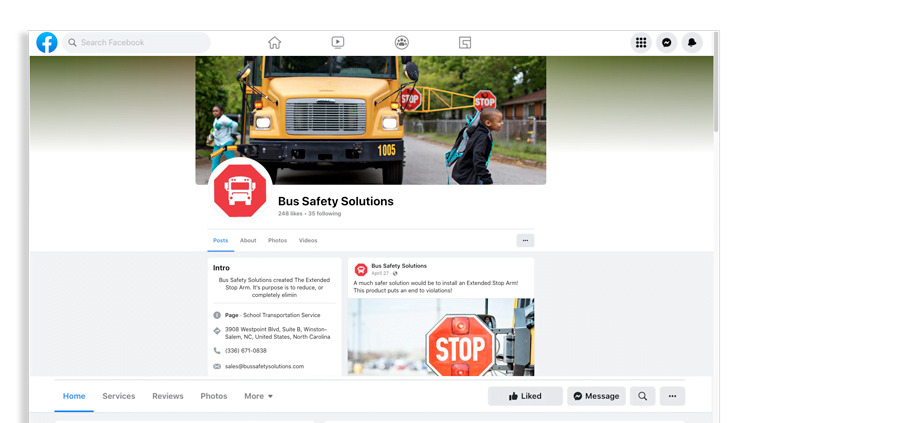 Bus Safety Solutions Social Media Designed By Lin Taylor Marketing Group, Winston-Salem